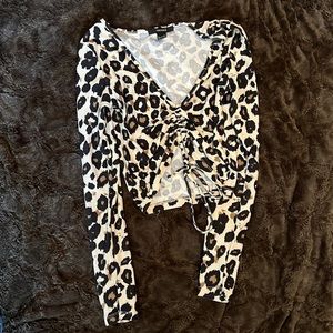 Forever 21 Cheetah Leopard Print Crop Top Rouched